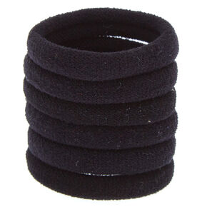 Solid Rolled Hair Ties - Black, 6 Pack,
