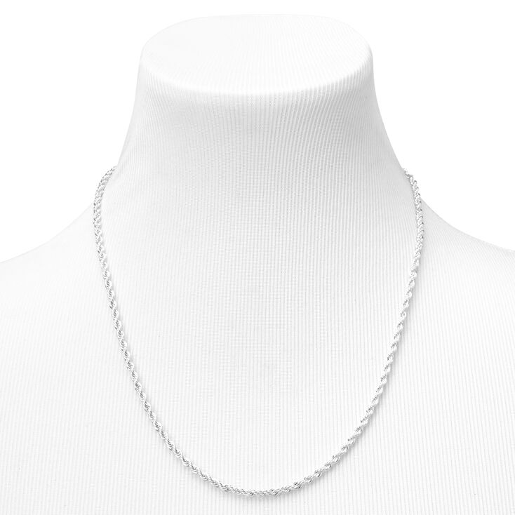 Silver-tone 2mm Thin Twisted Rope Chain Necklace,