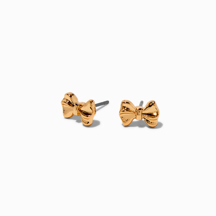 Mini clous d&#39;oreilles &agrave; n&oelig;ud couleur dor&eacute;e,