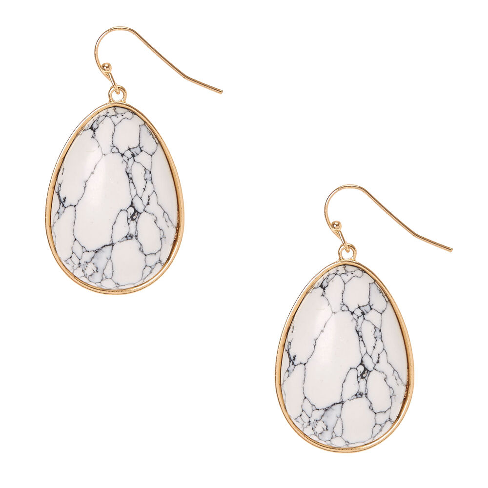 Boucles d'oreilles en gouttes couleur marbré blanc,