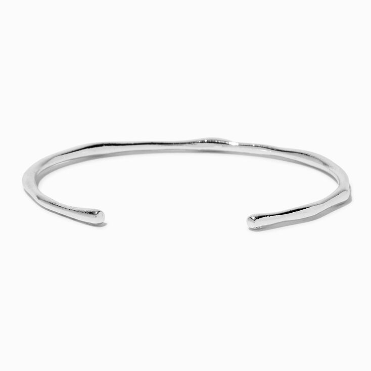Silver-tone Simple Textured Cuff Bracelet,