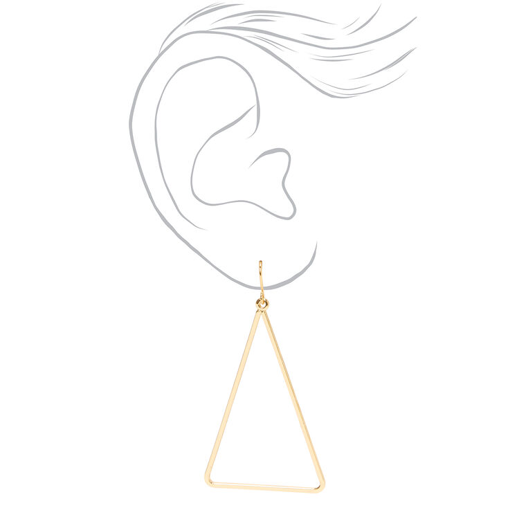 Gold Triangle Outline Drop Earrings,