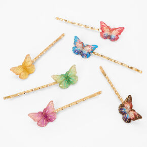 Gold Jewel Tone Butterfly Hair Pins - 6 Pack,