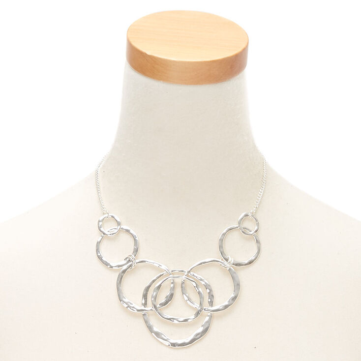 Hammered Silver Bubble Statement Necklace,