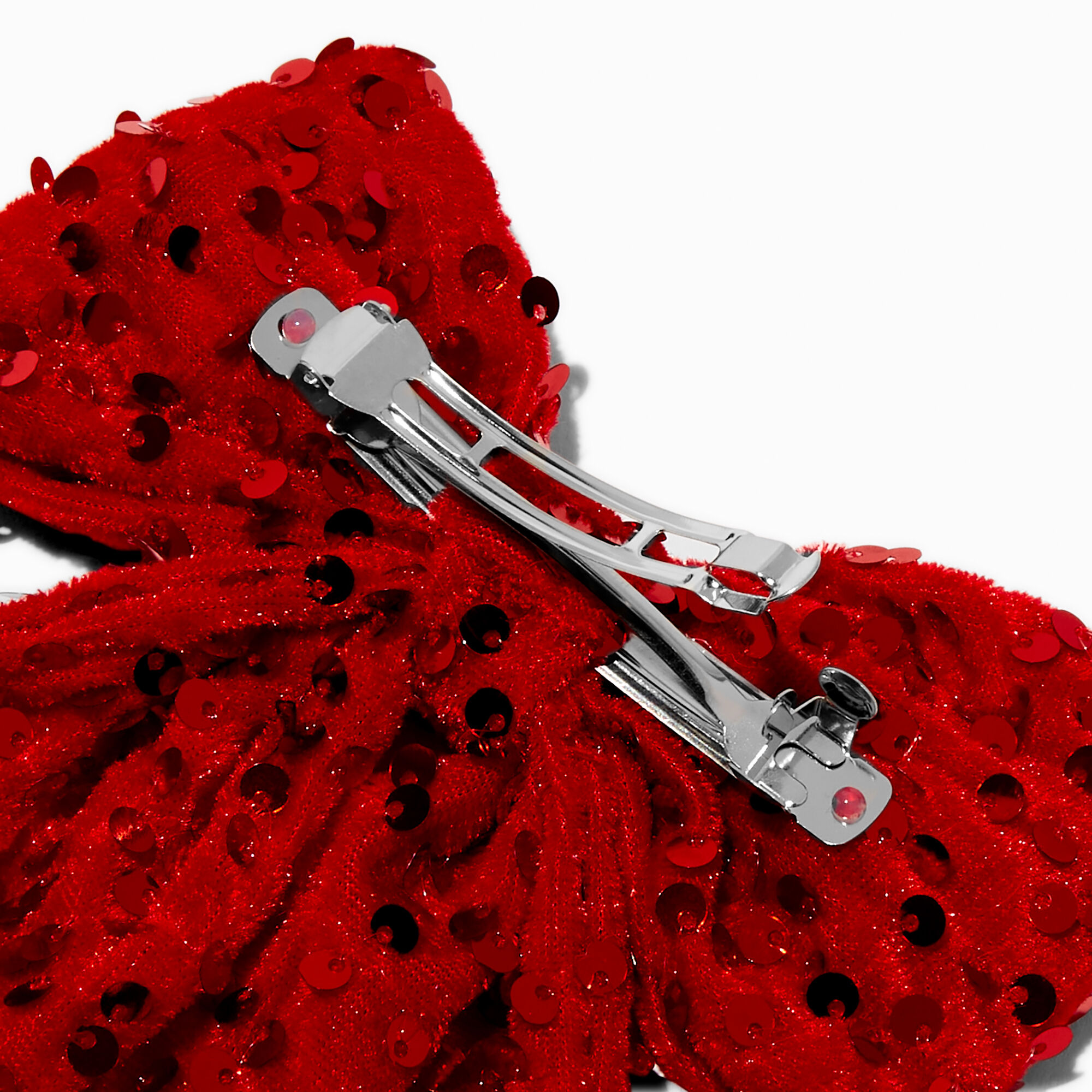 Red Sequin Hair Bow Clip,