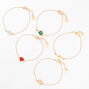 Gold Lucky Charms Chain Bracelet Set - 5 Pack,