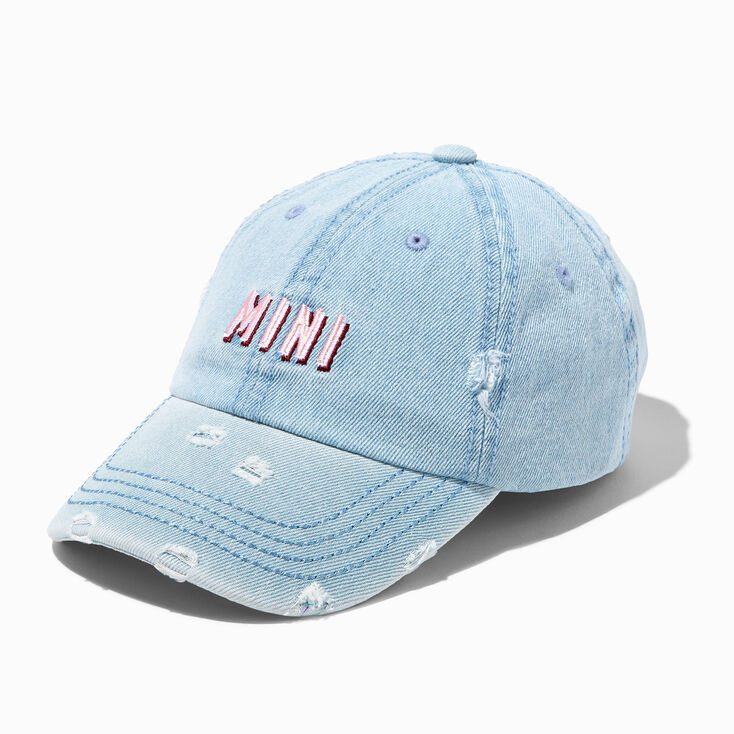 &quot;MINI&quot; Distressed Denim Baseball Cap,