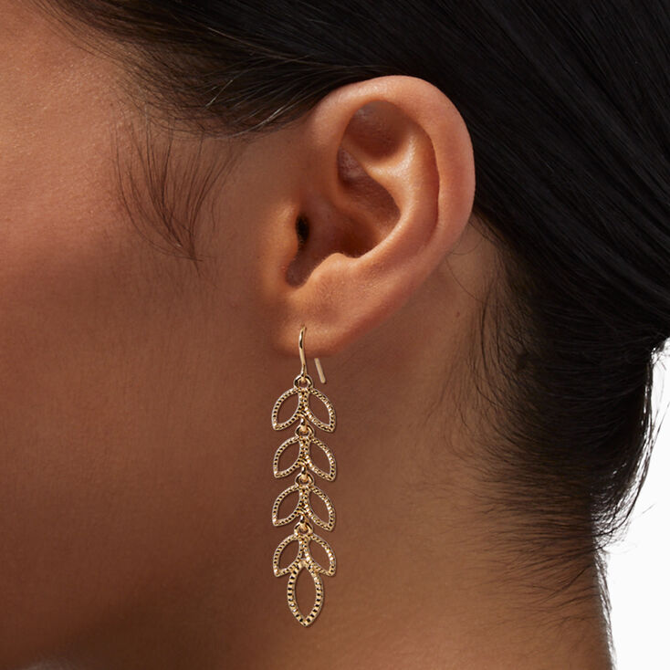 Gold Bubble Leaf 2&quot; Drop Earrings,