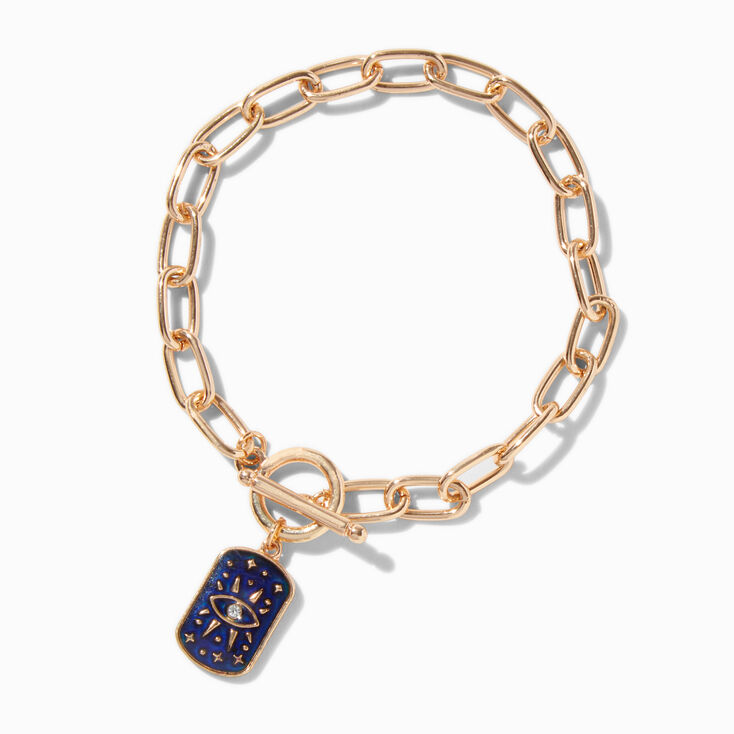 Gold-tone Mood Evil Eye Toggle Chain Bracelet ,