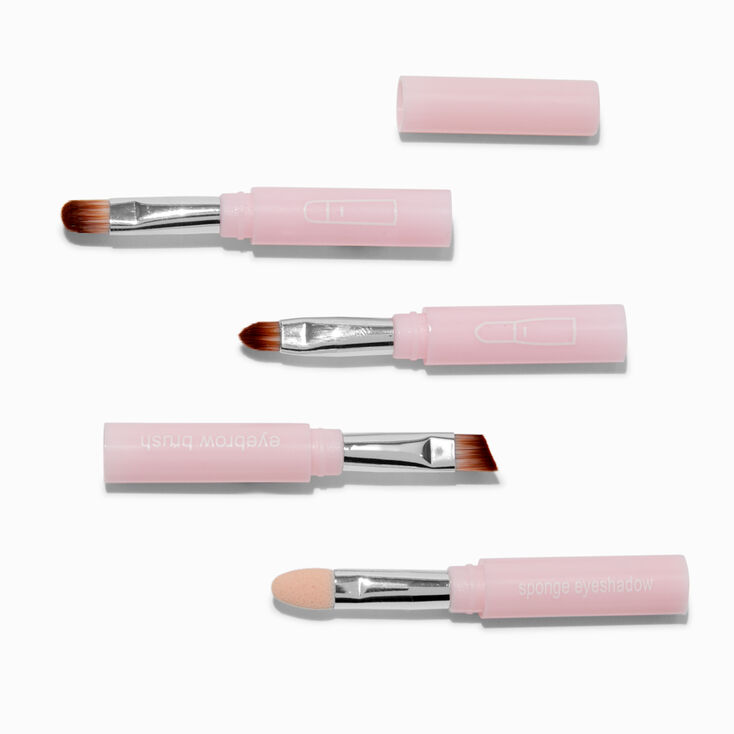 Pink Travel 4-in-1 Makeup Brush Set - 4 Pack,