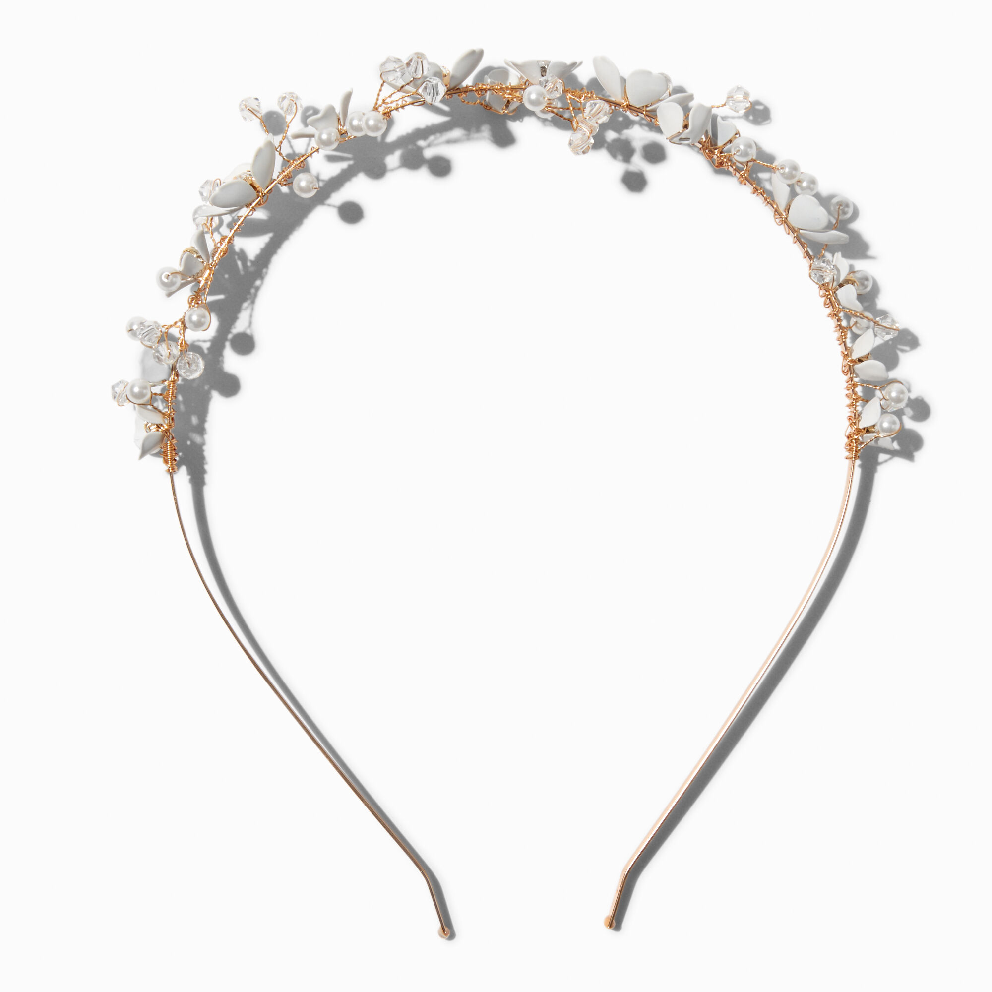 View Claires Floral Pearl GoldTone Headband White information