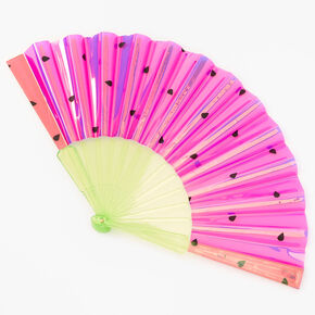 Watermelon Iridescent Folding Fan,