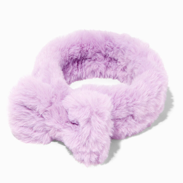 Lilac Furry Makeup Bow Headwrap,