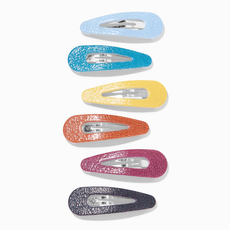 Muted Textured Snap Hair Clips - 6 Pack,