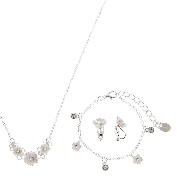 Claire's Club Silver Floral Jewelry Set - 3 Pack | Claire's US
