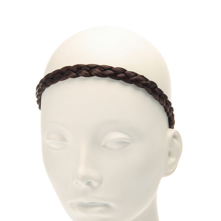 Plaited Dark Brown Faux Hair Headwrap,