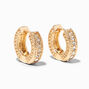 Gold Crystal Embellished 15MM Huggie Hoop Earrings,