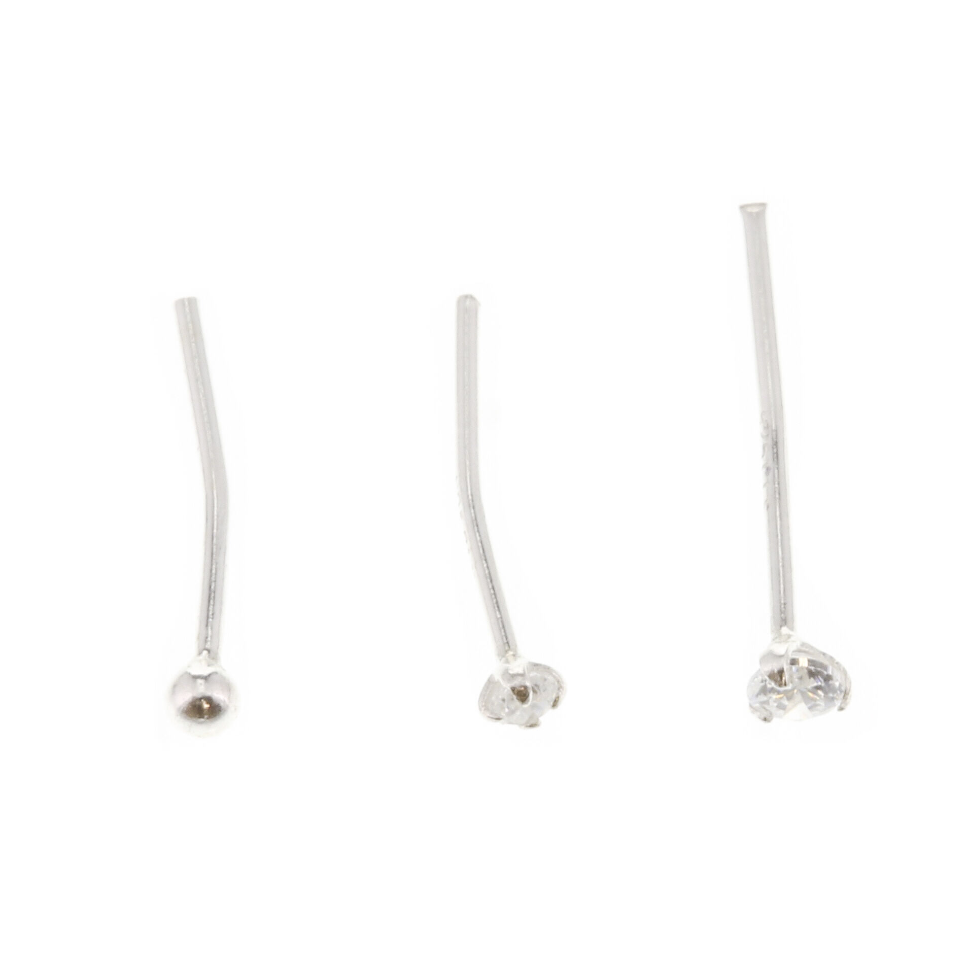 Sterling Silver Mixed Nose Studs - 3 Pack,