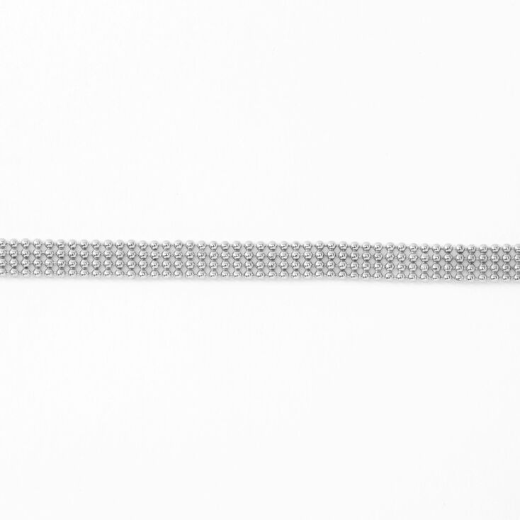 Silver Multi Row Ball Chain Choker Necklace,