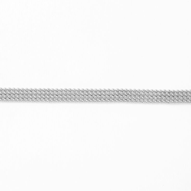 Silver Multi Row Ball Chain Choker Necklace,