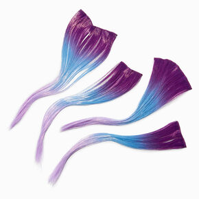 Extensions de cheveux synth&eacute;tiques violets &agrave; clip avec d&eacute;grad&eacute; - Lot de 4,