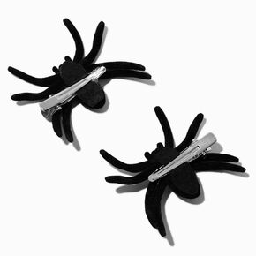 Black Flocked Spider Hair Clips - 2 Pack,