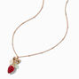 Gold-tone Strawberry Charm Pendant Necklace,