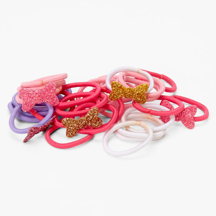 Claire&#39;s Club Glitter Bow Hair Ties - 30 Pack,