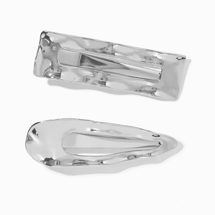 Silver-tone Wave Hair Clips - 2 Pack ,