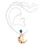 Gold-tone 1&quot; Crescent Moon Star Drop Earrings - Blue,