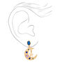 Gold-tone Blue Crescent Moon Star 1&quot; Drop Earrings ,