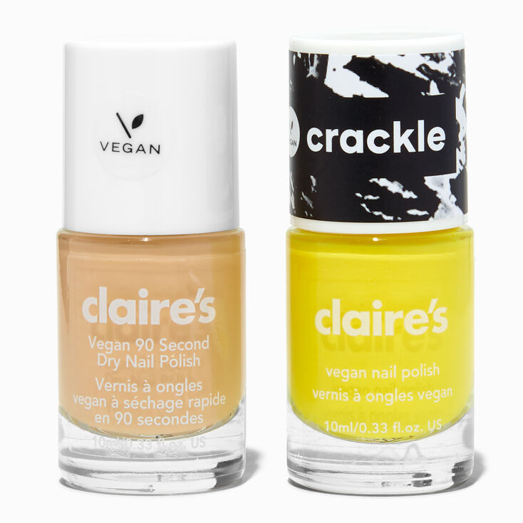 Yellow &amp; Nude Crackle Vegan Nail Polish Set - 2 Pack,
