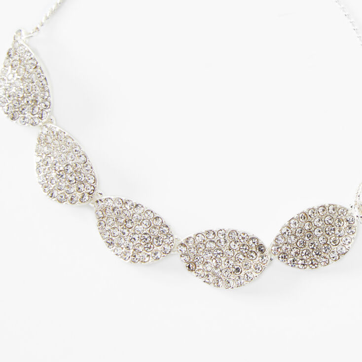 Silver Pave Crystal Leaf Bolo Bracelet,