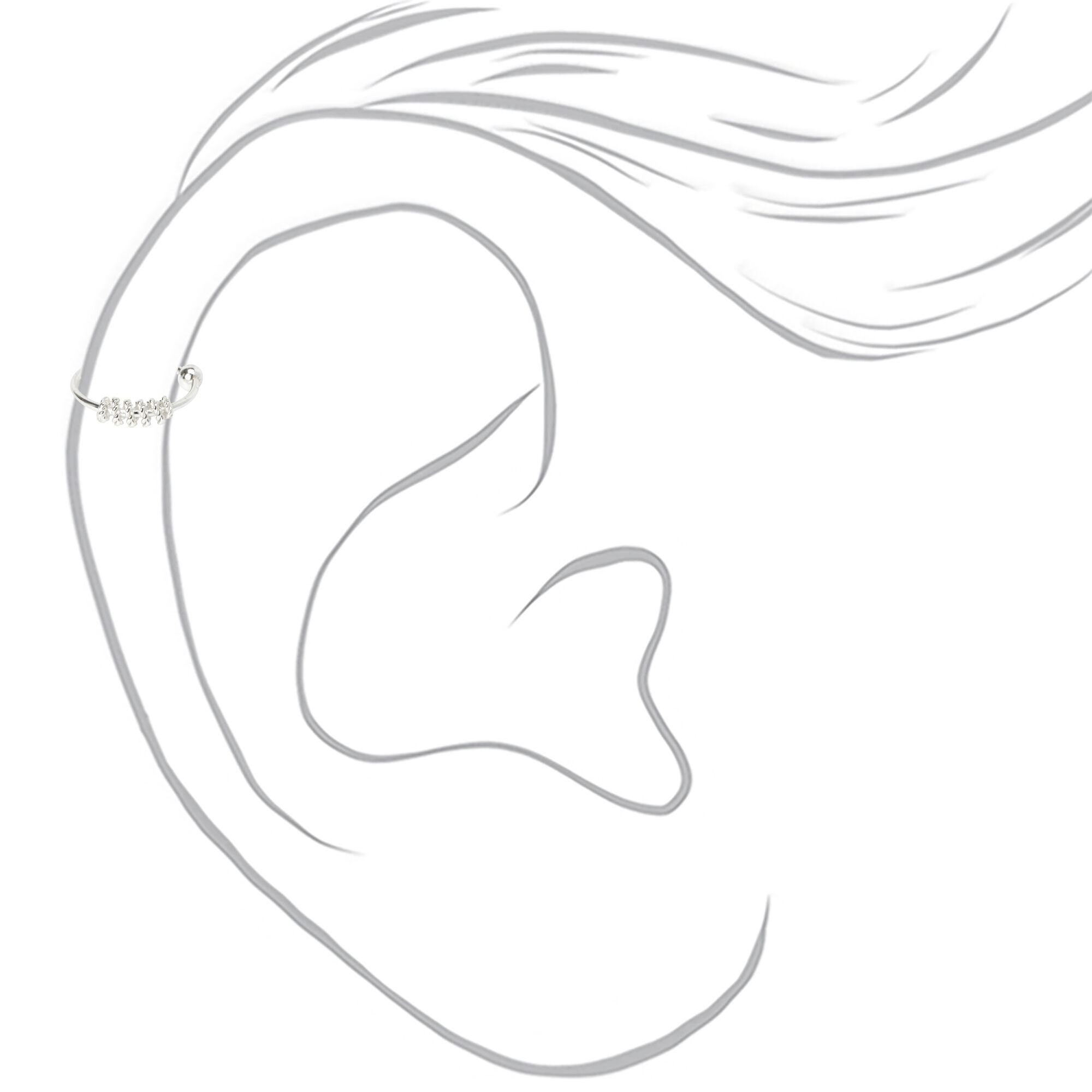 Silver 22G Coiled Cartilage Earring,