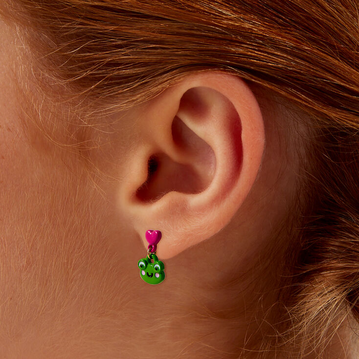 Clous d&#39;oreilles grenouille, champignon et arc-en-ciel - Lot de 3,