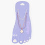 Mixed Metal Daisy &amp; Purple Beaded Chain Anklets - 3 Pack,