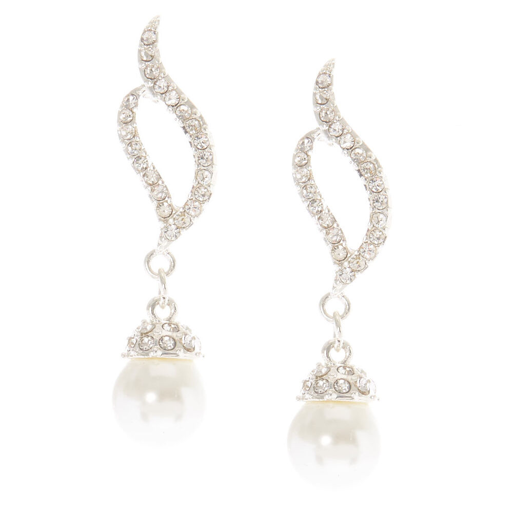 Vera Glass Stone Pearl Drop Earrings,