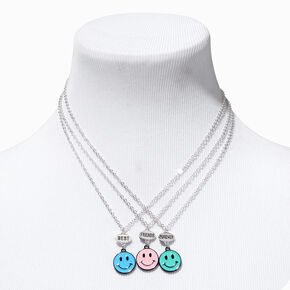 Best Friends Happy Face Necklaces - 3 Pack,