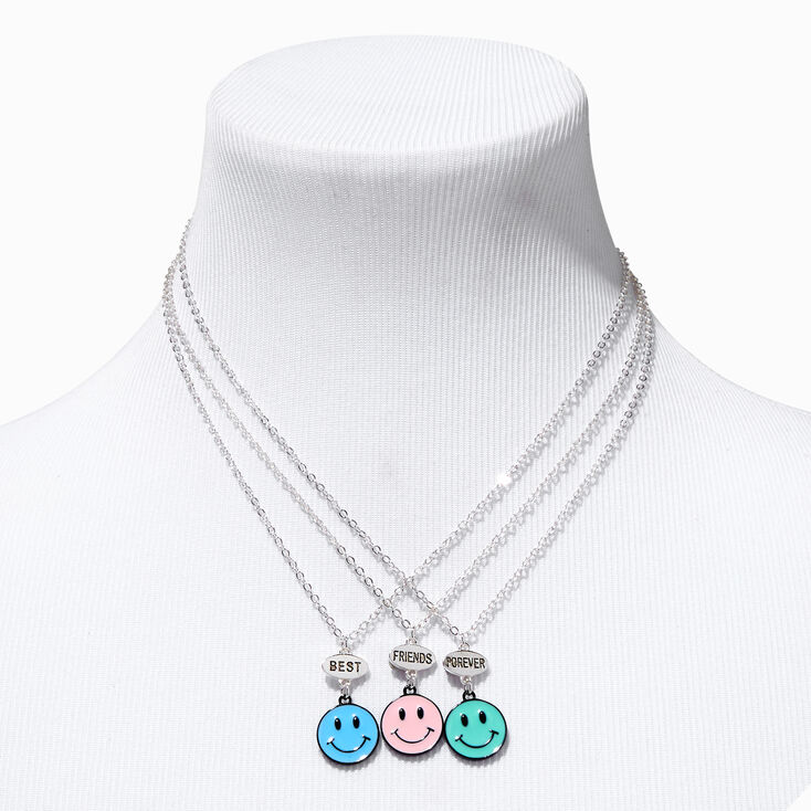 Claire's Silver Best Friends Gem Pendant Necklaces - 3 Pack