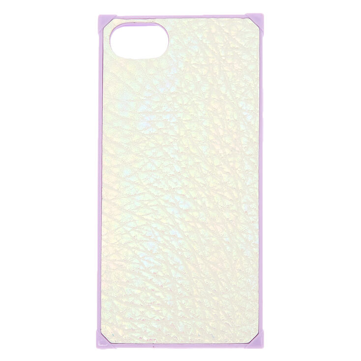 Purple Iridescent Faux Leather Square Phone Case - Fits iPhone 6/7/8,