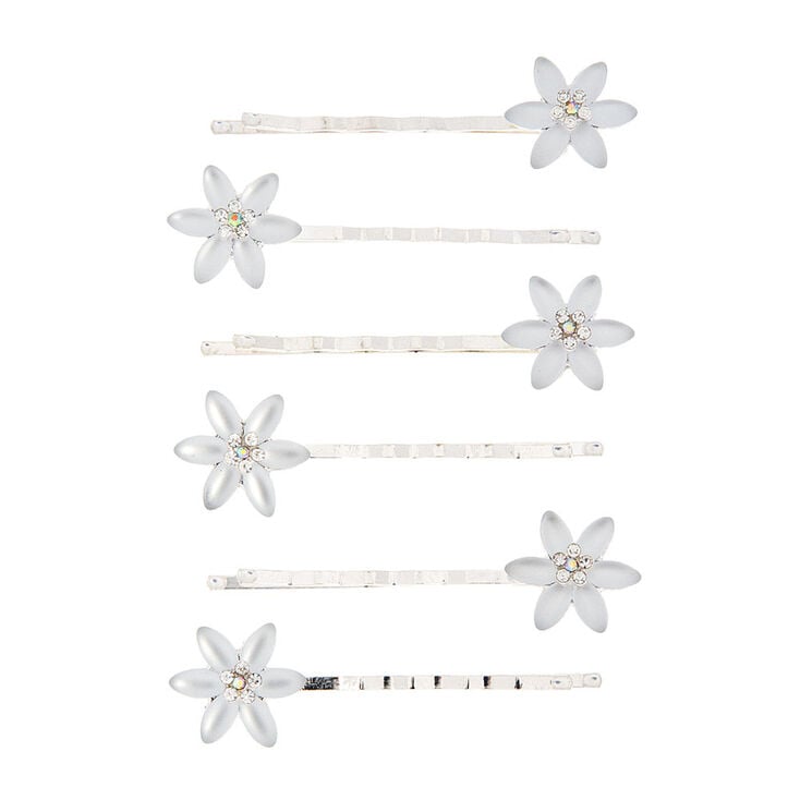 Frosted Flower Bobby Pins - 6 Pack,
