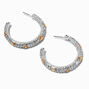 Mixed Metal Star Pav&eacute; Hoop Earrings,