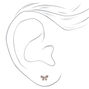 Sterling Silver One Crystal Butterfly Stud Earring,