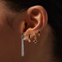 Mixed Metal Black Crystal Connector Earring Stackables Set - 6 Pack,