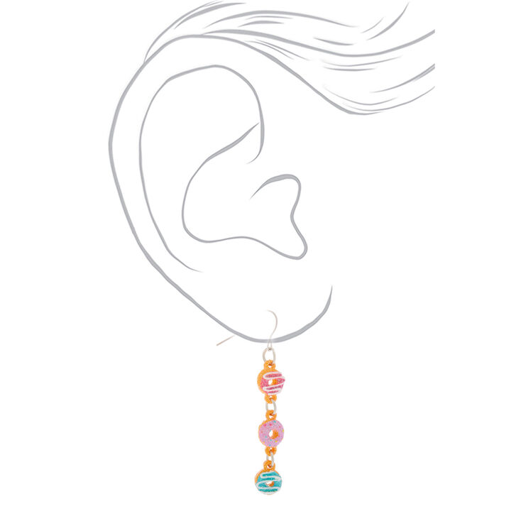 Silver 2&quot; Glitter Donut Drop Earrings,