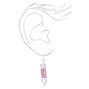 Silver 1&#39;&#39; Purple Flower Mystical Gem Drop Earrings,
