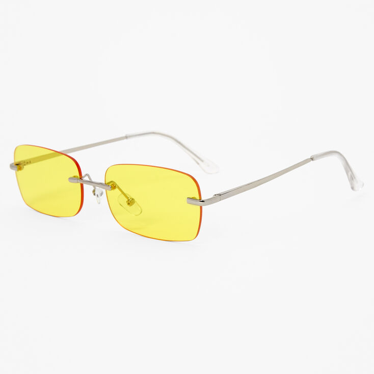 Yellow Rectangle Rimless Sunglasses,