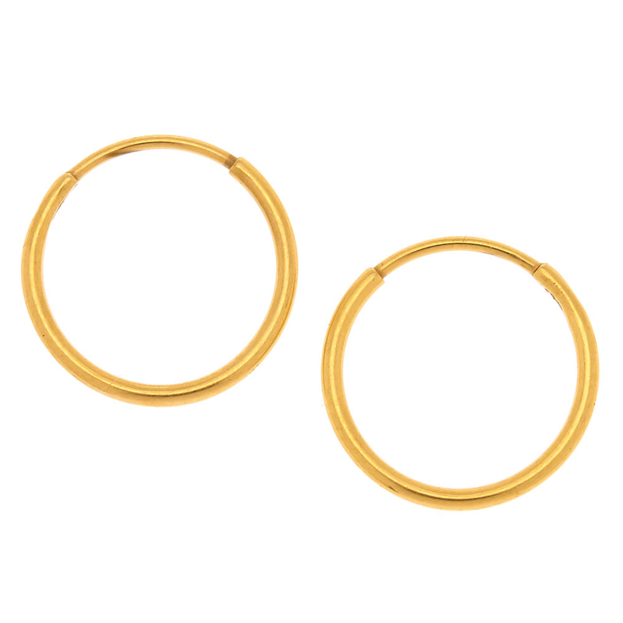 View Claires Titanium 12MM Sleek Hoop Earrings Gold information