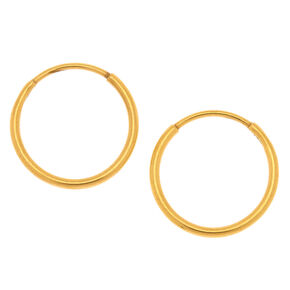 Gold Titanium 12MM Sleek Hoop Earrings,