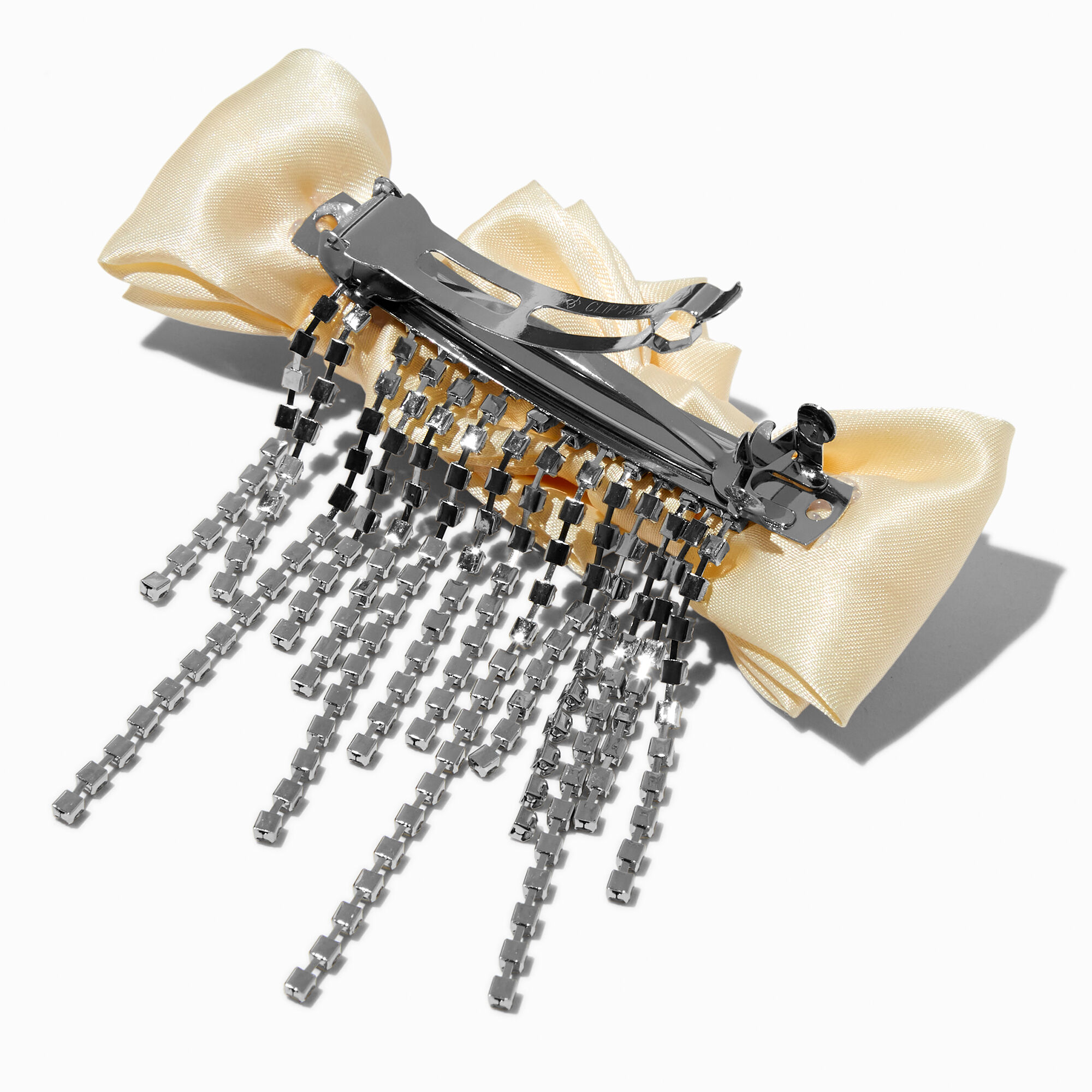 Barrette à cheveux couleur ivoire avec pendentifs de strass,